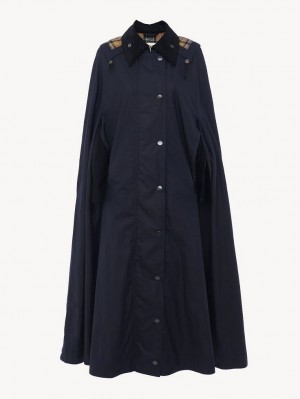 Chloe Barbour For "Hadrien" Long Cape Jackor Marinblå | CHE-SR13779