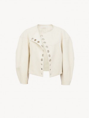 Chloe Boxy Jacket Leather Vita | CHE-SR14104