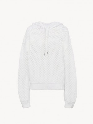 Chloe Crochet Hoodie Stickat Vita | CHE-SR13935