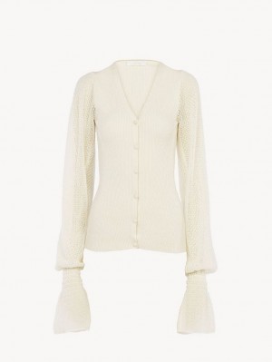 Chloe Fitted Cardigan Stickat Vita | CHE-SR13941