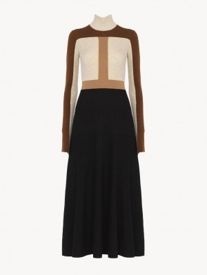 Chloe Flared Maxi Stickat Olika Färger Bruna | CHE-SR13946