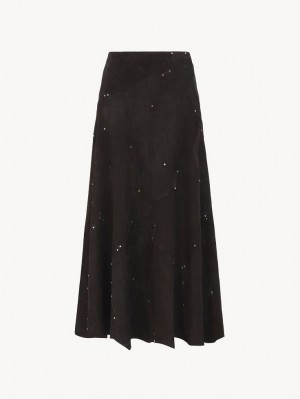 Chloe Flared Midi Kjolar Svarta | CHE-SR14097