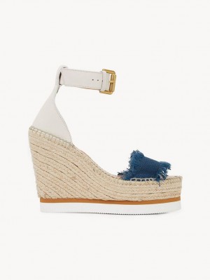 Chloe Glyn Fringed Espadrille Wedge Mörkblå | CHE-SR14827