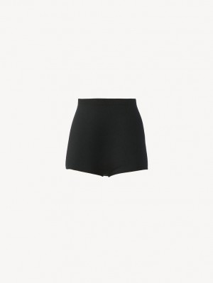 Chloe High-waisted Mini Shorts Stickat Svarta | CHE-SR13924