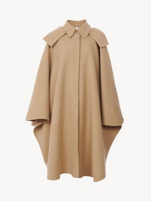 Chloe Hooded Cape Rockar Beige | CHE-SR13821