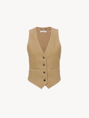 Chloe Klassiska Vest Kostym Beige | CHE-SR14069