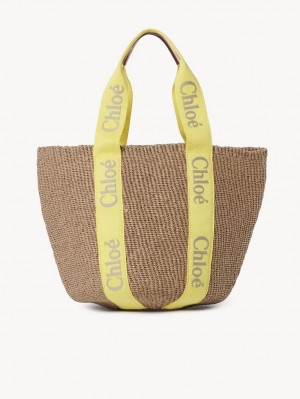 Chloe Large Woody Basket Toteväska Gula Beige | CHE-SR13330