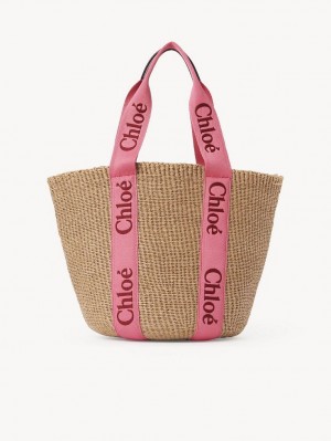 Chloe Large Woody Basket Toteväska Rosa Röda | CHE-SR13299