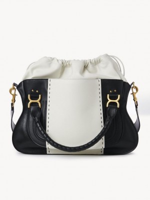 Chloe Marcie Large Double Carry Crossbody Väska Svarta Vita | CHE-SR13469