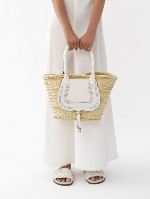 Chloe Medium Marcie Basket Toteväska Vita | CHE-SR13291