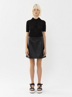 Chloe Mini Skirt Leather Svarta | CHE-SR14112