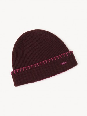 Chloe Räfflad Knit Beanie Hatt Lila Rosa | CHE-SR14472