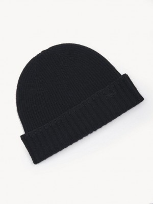 Chloe Räfflad Knit Beanie Hatt Svarta | CHE-SR14487