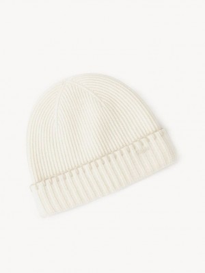 Chloe Räfflad Knit Beanie Hatt Vita | CHE-SR14473