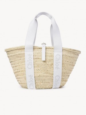 Chloe Sense Medium Basket Toteväska Vita | CHE-SR13381