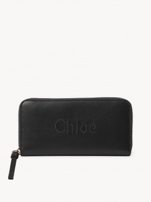 Chloe Sense Zippered Stor Plånbok Svarta | CHE-SR14300