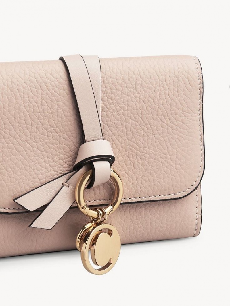 Chloe Alphabet Small Tri-fold Liten Plånbok Rosa Beige | CHE-SR14290