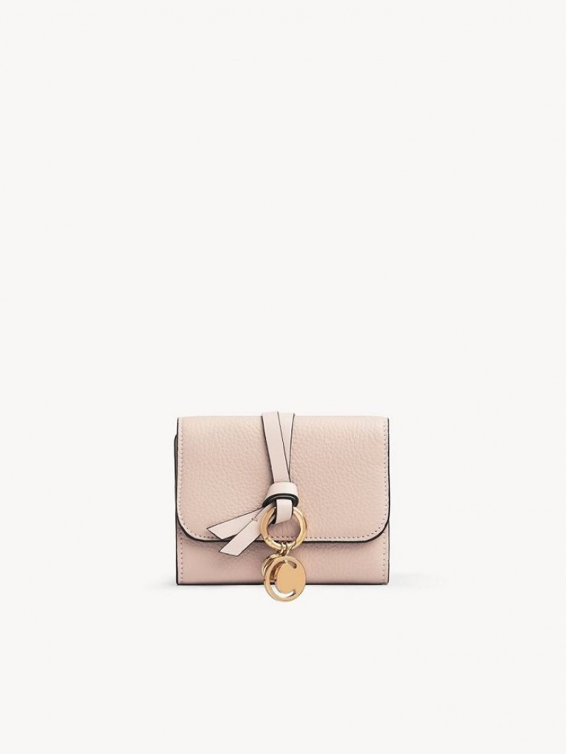 Chloe Alphabet Small Tri-fold Liten Plånbok Rosa Beige | CHE-SR14290