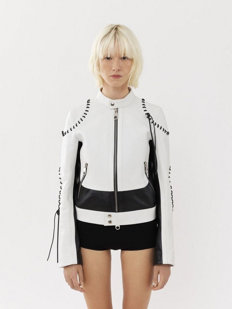 Chloe Biker Jacket Leather Svarta Vita | CHE-SR14106