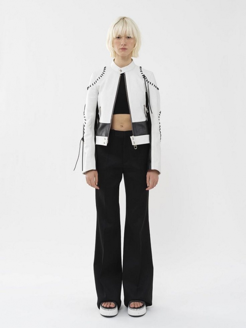 Chloe Biker Jacket Leather Svarta Vita | CHE-SR14106