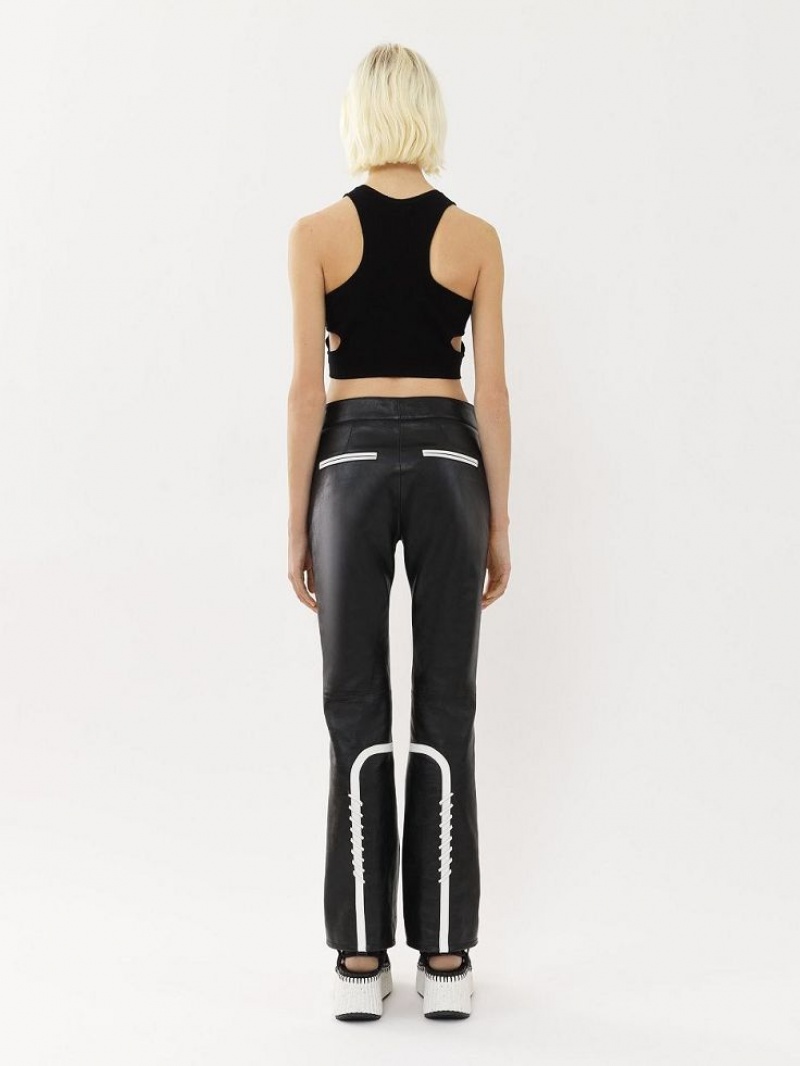 Chloe Biker Pants Leather Svarta Gula | CHE-SR14107