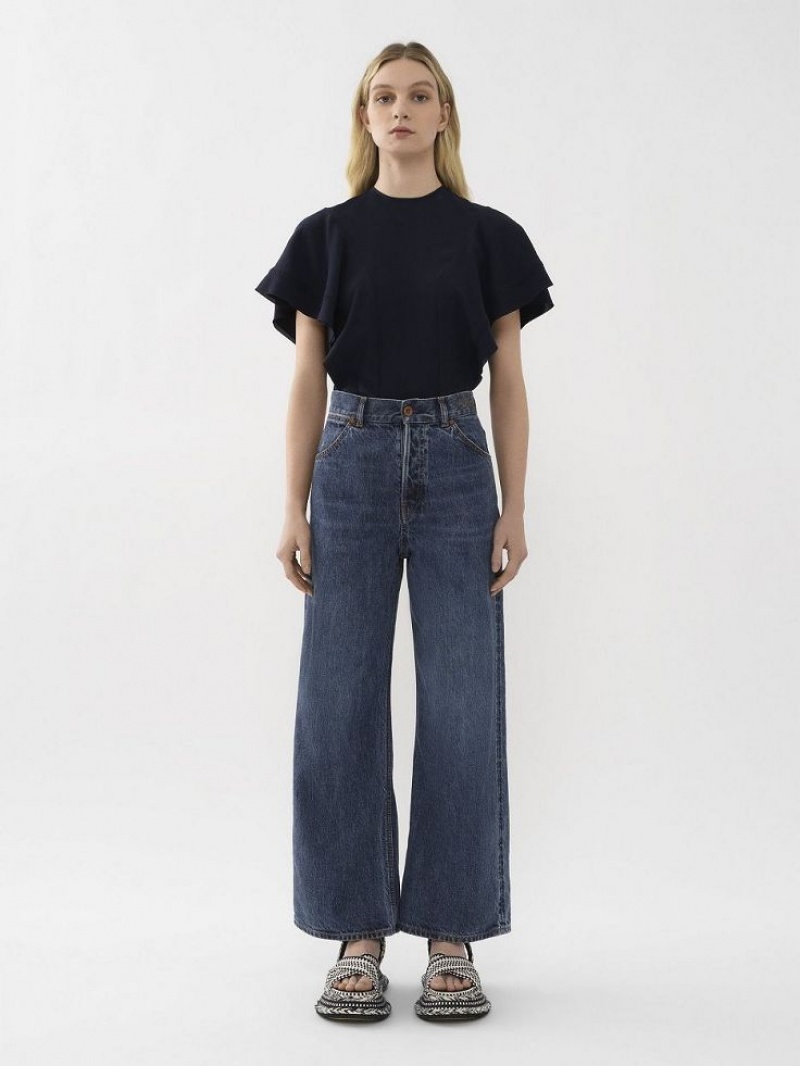 Chloe Breda Cropped Jeans Blå | CHE-SR13990