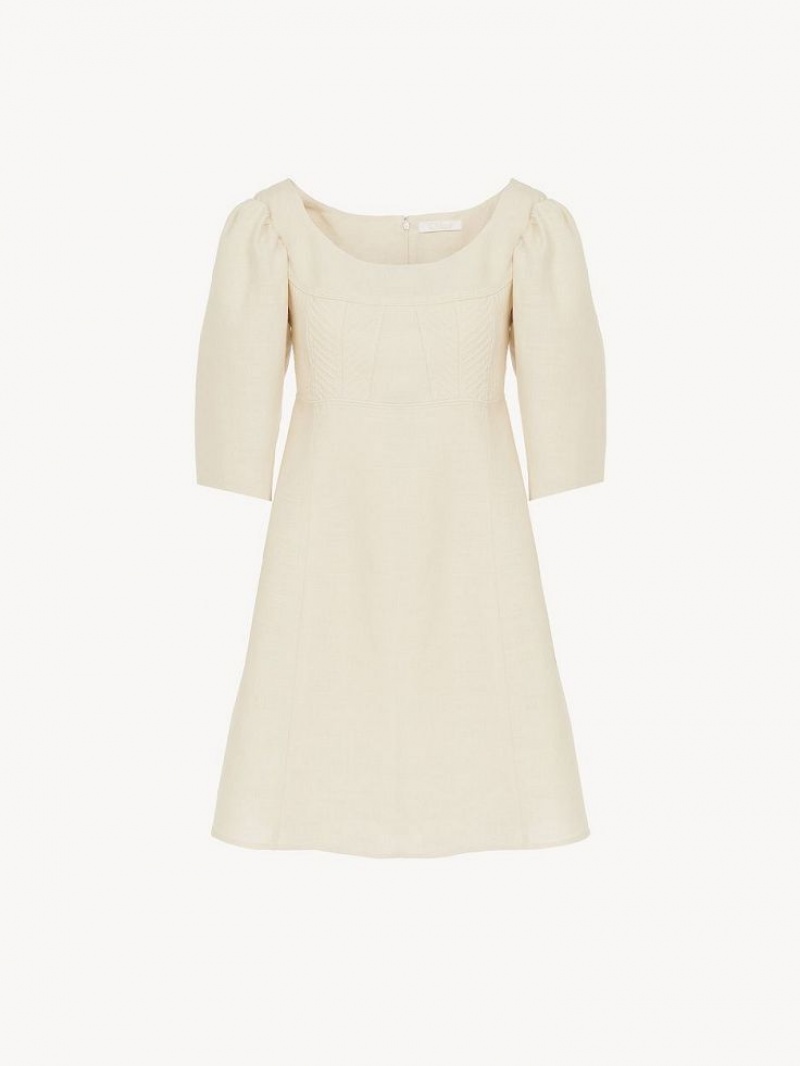 Chloe Båt-neck Mini Klänning Vita | CHE-SR13836