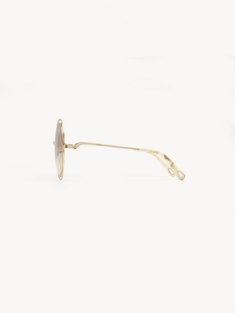 Chloe Carlina Petite Solglasögon Guld Beige | CHE-SR14544