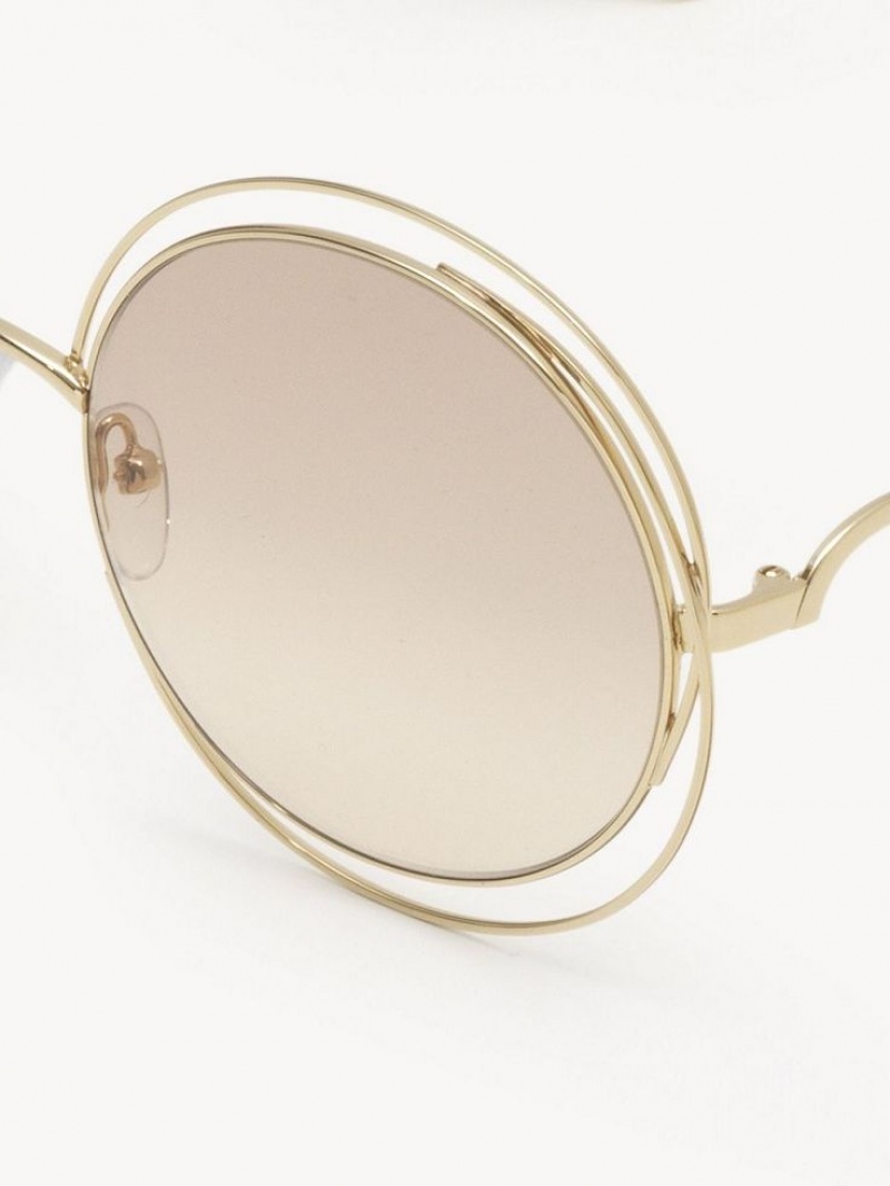 Chloe Carlina Petite Solglasögon Guld Beige | CHE-SR14544