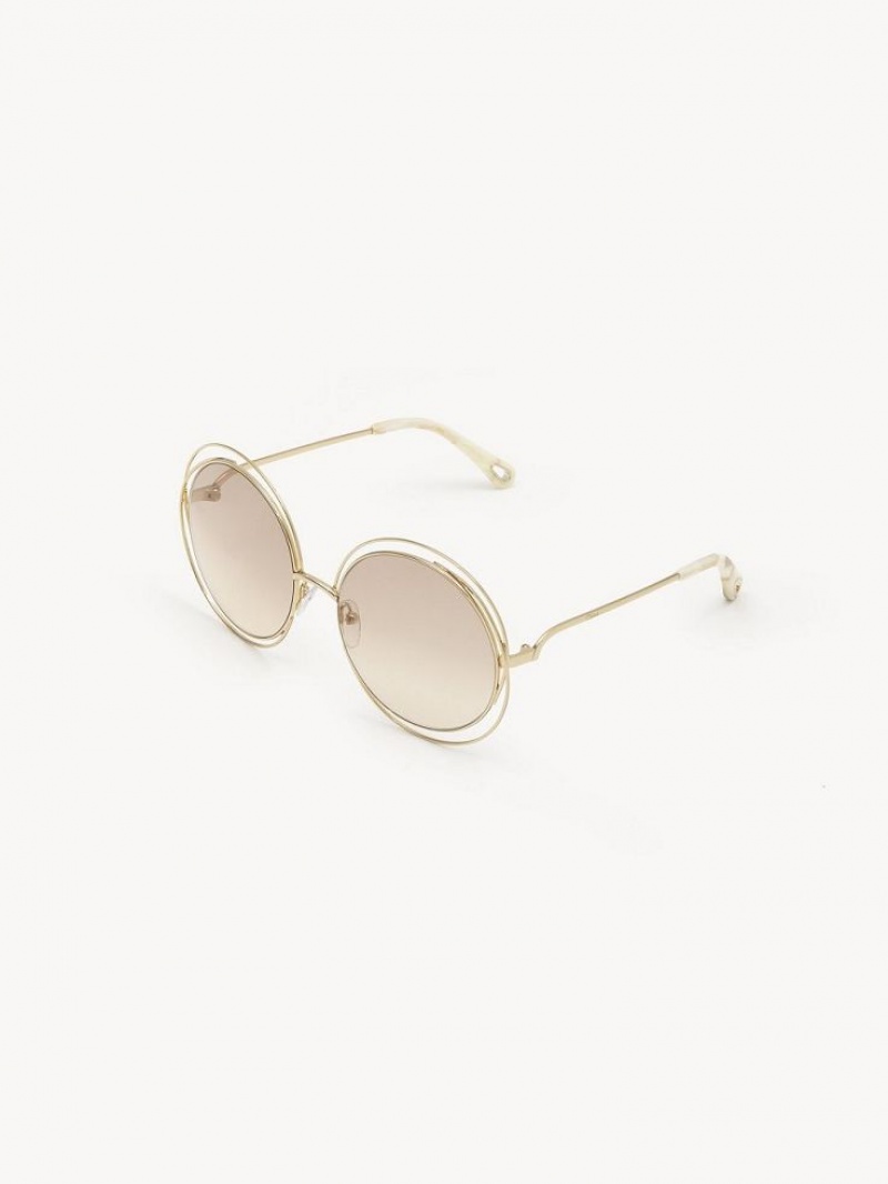 Chloe Carlina Petite Solglasögon Guld Beige | CHE-SR14544