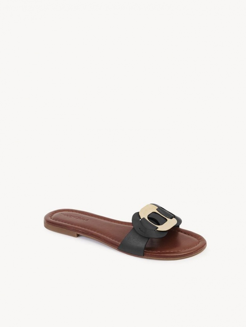 Chloe Chany Mule Platta Skor Svarta | CHE-SR14838