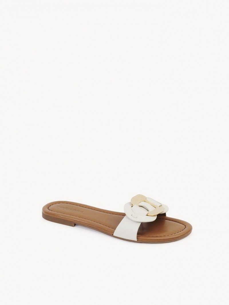 Chloe Chany Mule Platta Skor Vita | CHE-SR14823