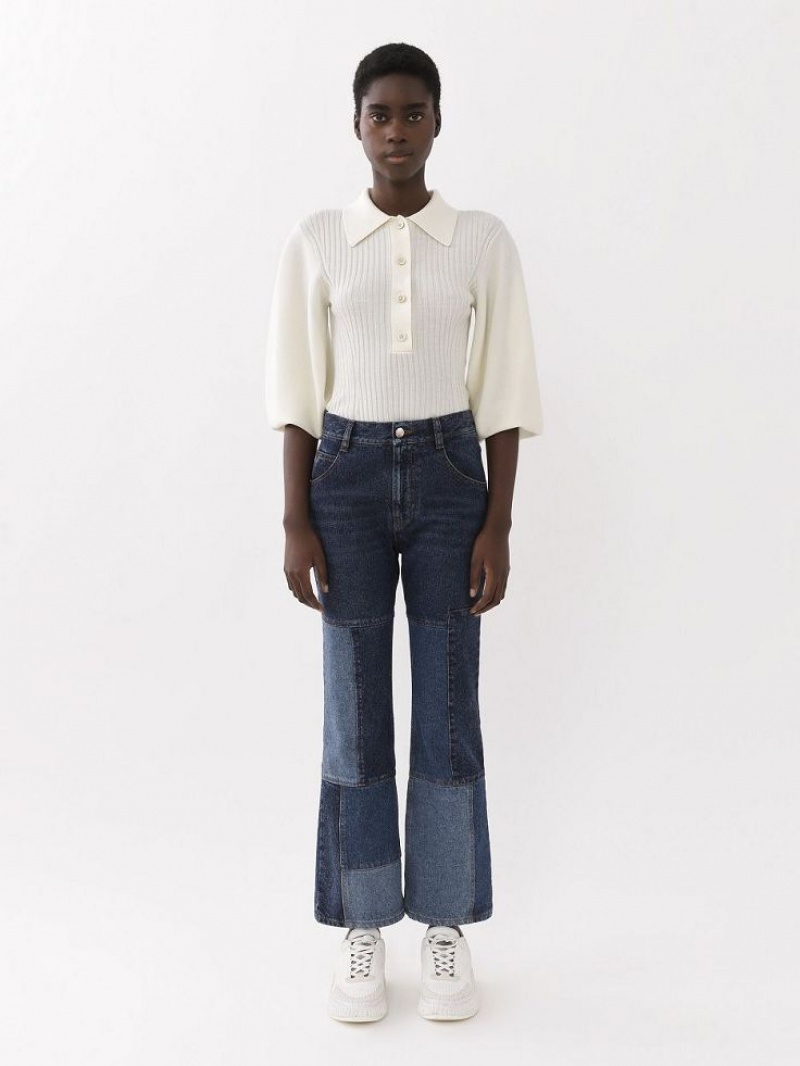 Chloe Cropped Flare Jeans Olika Färger Blå | CHE-SR14012