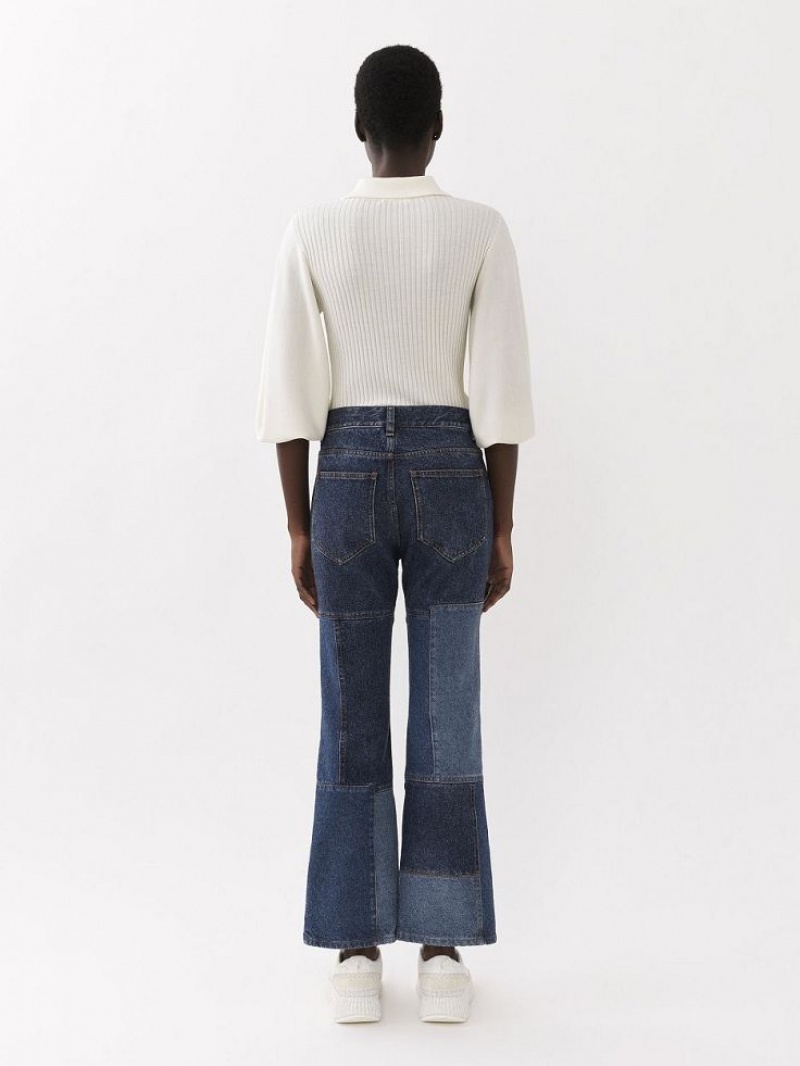 Chloe Cropped Flare Jeans Olika Färger Blå | CHE-SR14012