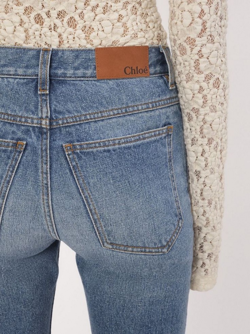 Chloe Cropped Hetero Jeans Blå | CHE-SR14017