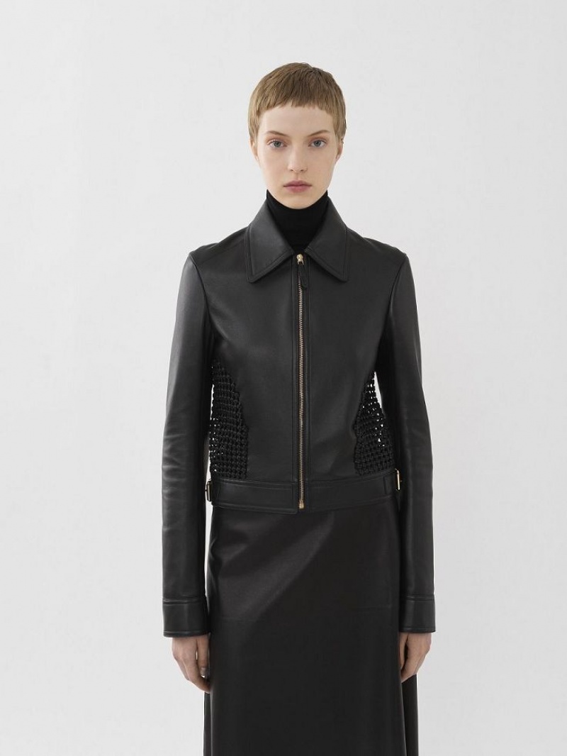 Chloe Cropped Jacket Leather Svarta | CHE-SR14113