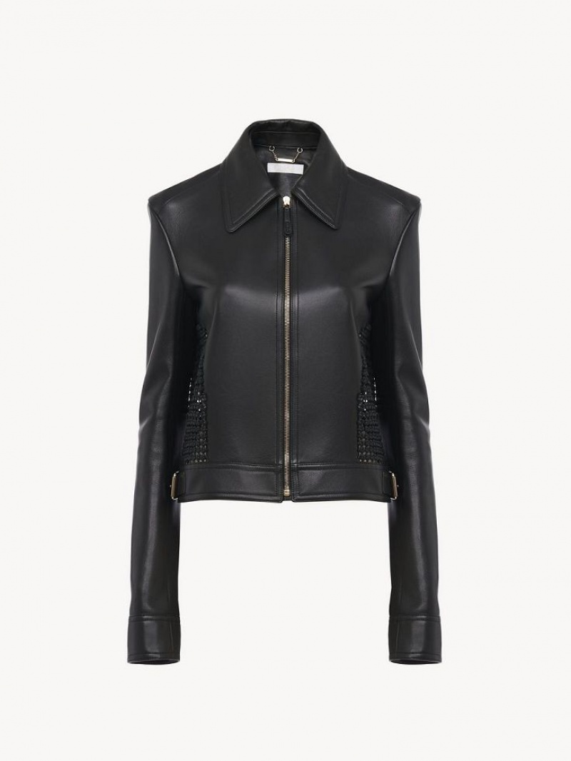 Chloe Cropped Jacket Leather Svarta | CHE-SR14113