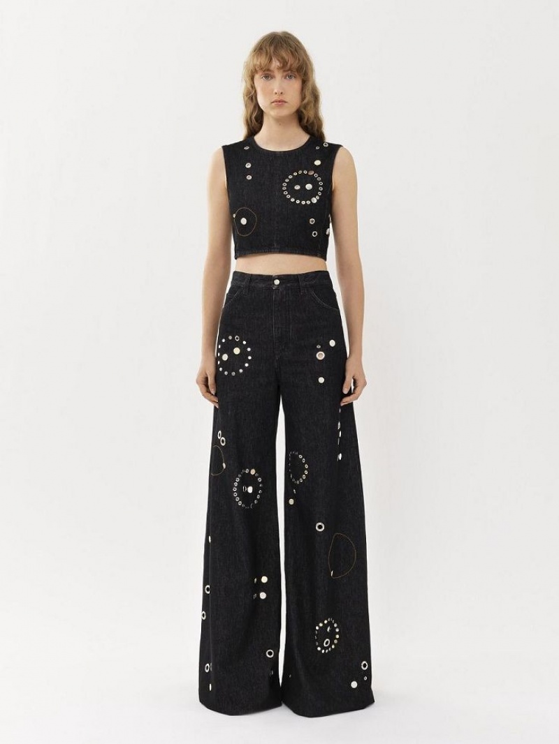 Chloe Embellished Rave Jeans Svarta | CHE-SR13984