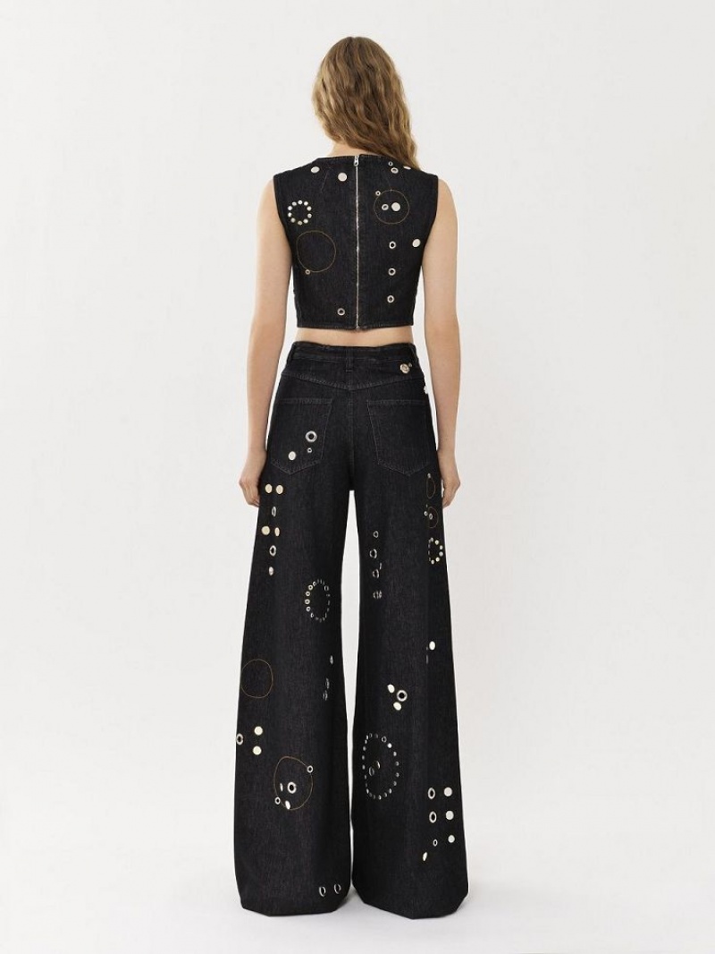 Chloe Embellished Rave Jeans Svarta | CHE-SR13984