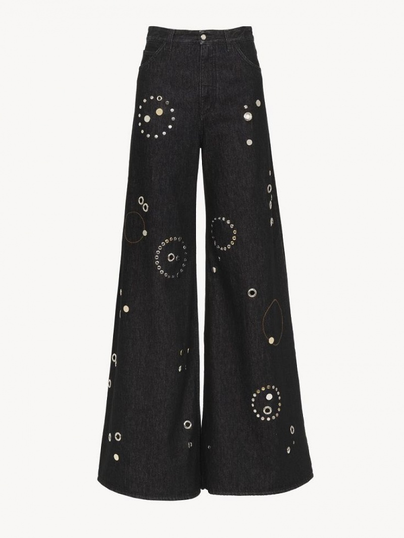 Chloe Embellished Rave Jeans Svarta | CHE-SR13984