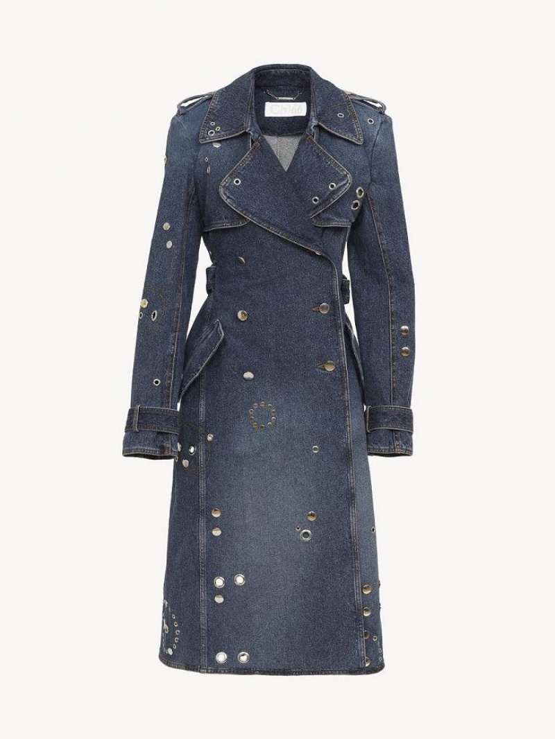 Chloe Embellished Trench Rockar Blå | CHE-SR13792