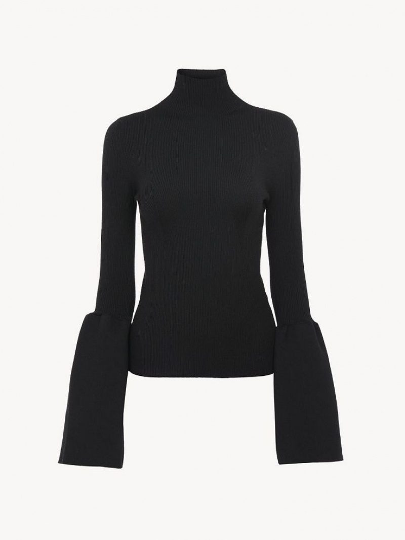 Chloe Fitted Mock-neck Tröjor Svarta | CHE-SR13903