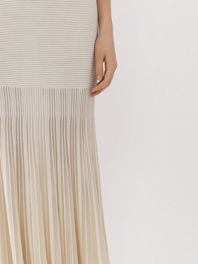 Chloe Flared Maxi Kjolar Vita | CHE-SR14075