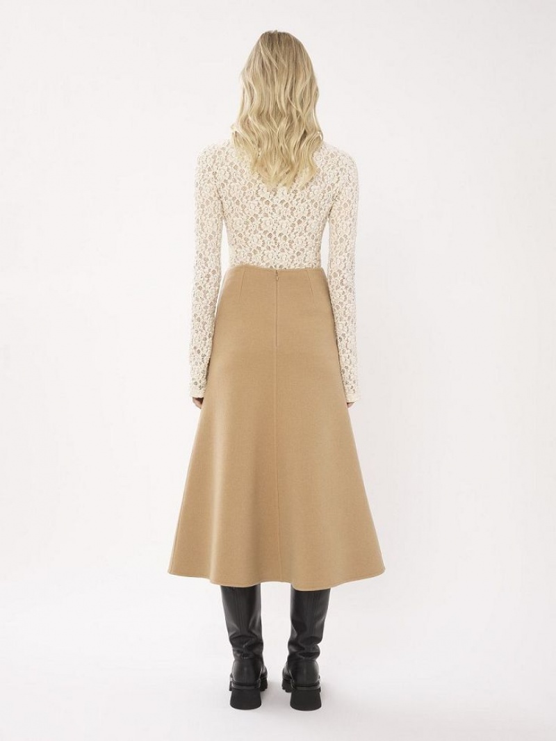 Chloe Flared Midi Kjolar Beige | CHE-SR14093