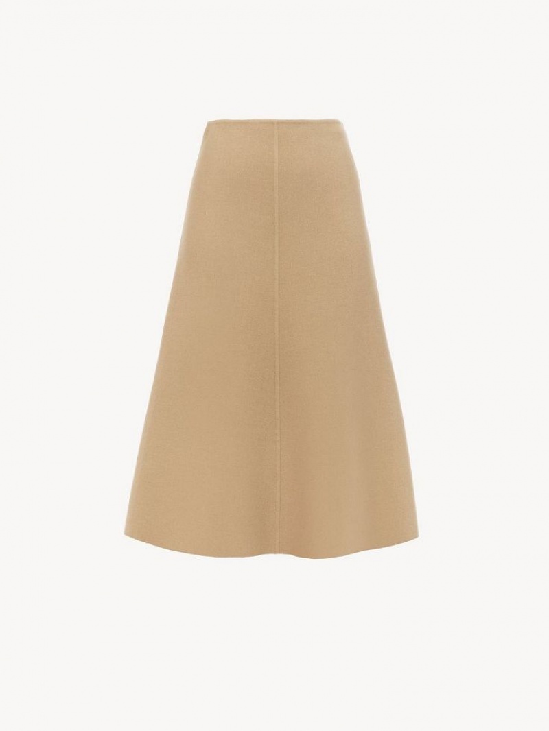 Chloe Flared Midi Kjolar Beige | CHE-SR14093