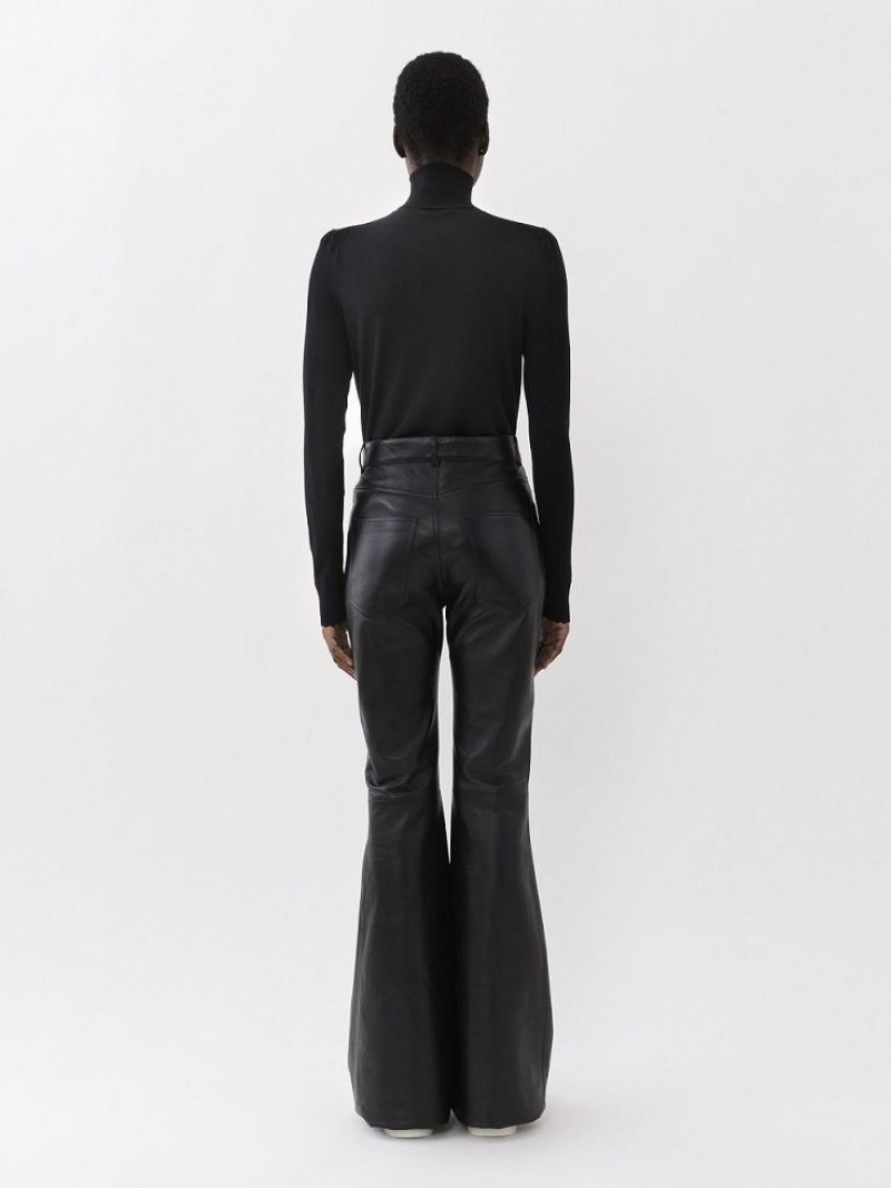 Chloe Flared Pants Leather Svarta | CHE-SR14114