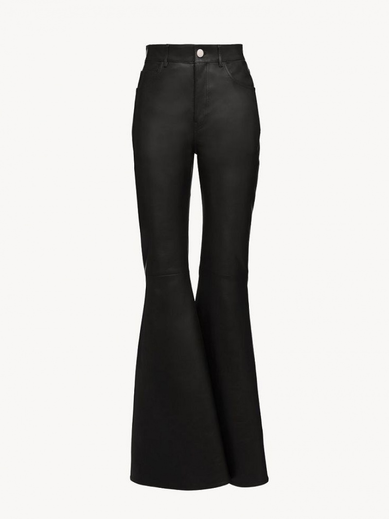 Chloe Flared Pants Leather Svarta | CHE-SR14114