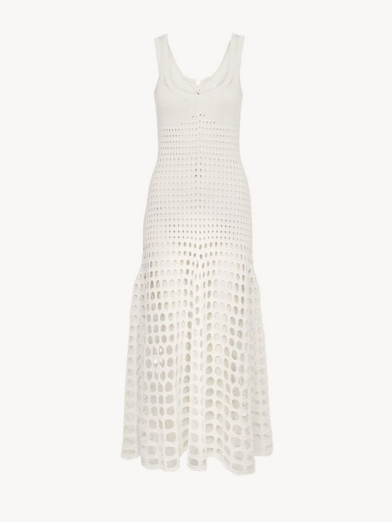 Chloe Flared Tank Klänning Vita | CHE-SR13838