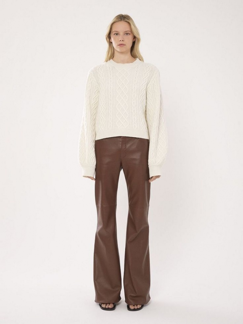 Chloe Generous Cable-knit Stickat Vita | CHE-SR13956