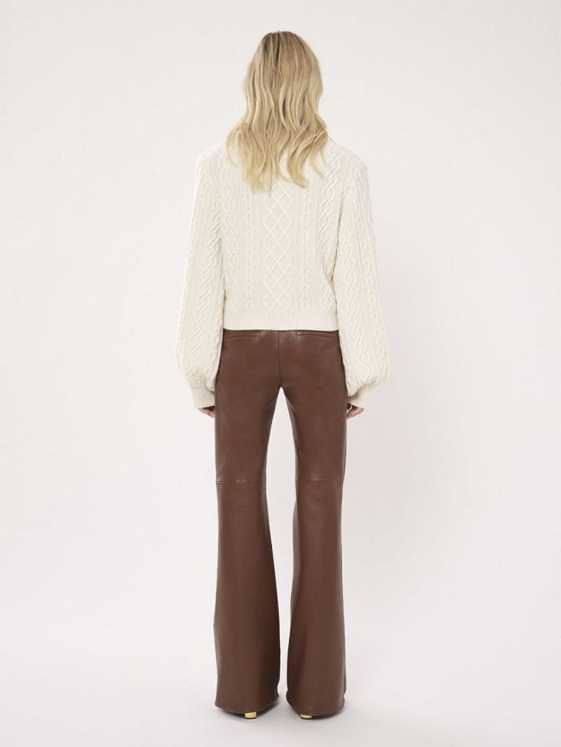 Chloe Generous Cable-knit Stickat Vita | CHE-SR13956